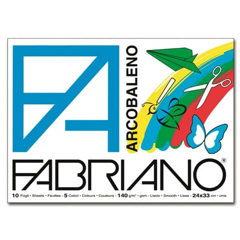 Album da disegno Fabriano ARCOBALENO 140 g/m² 10 24x33 cm 2 fogli x colore 44312433